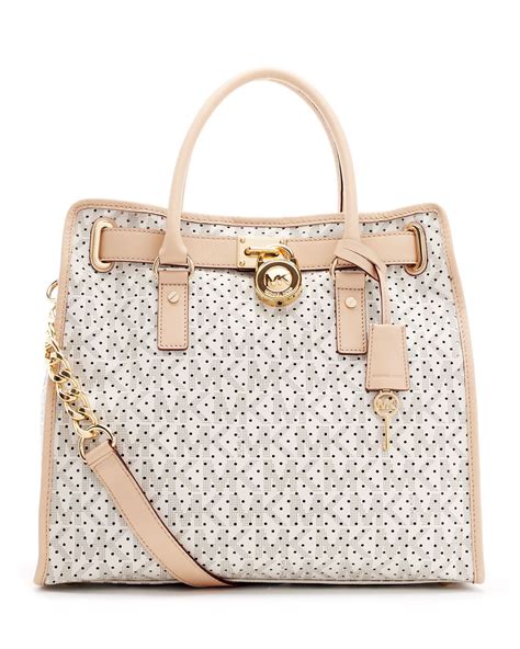 michael kors perforated hamilton tote|michael kors hamilton large satchel.